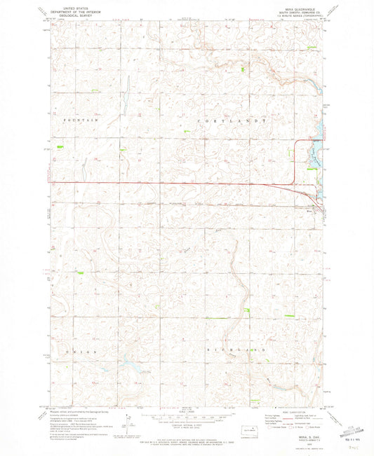 Classic USGS Mina South Dakota 7.5'x7.5' Topo Map Image