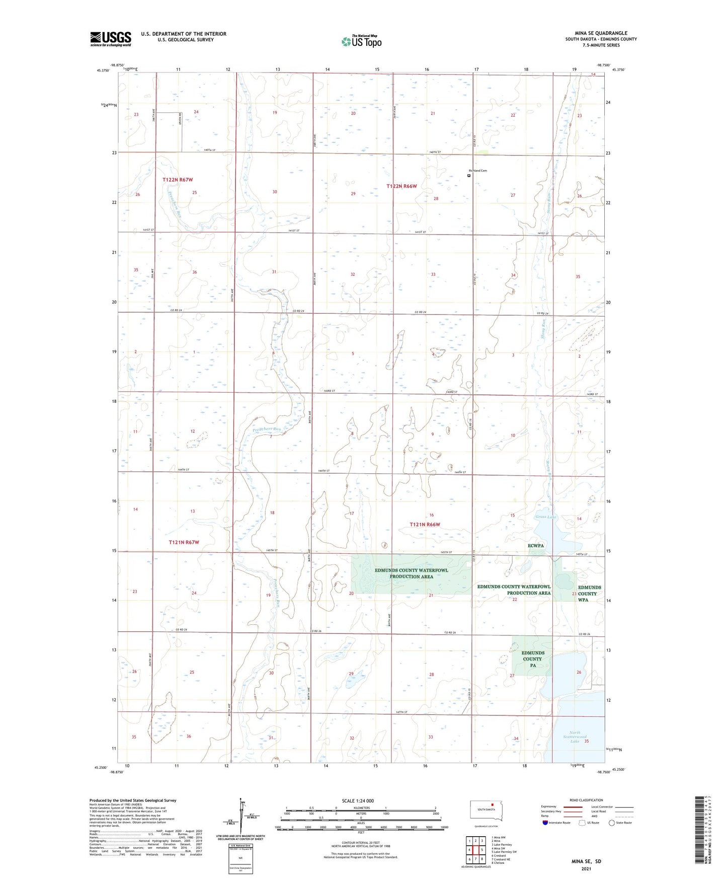 Mina SE South Dakota US Topo Map Image