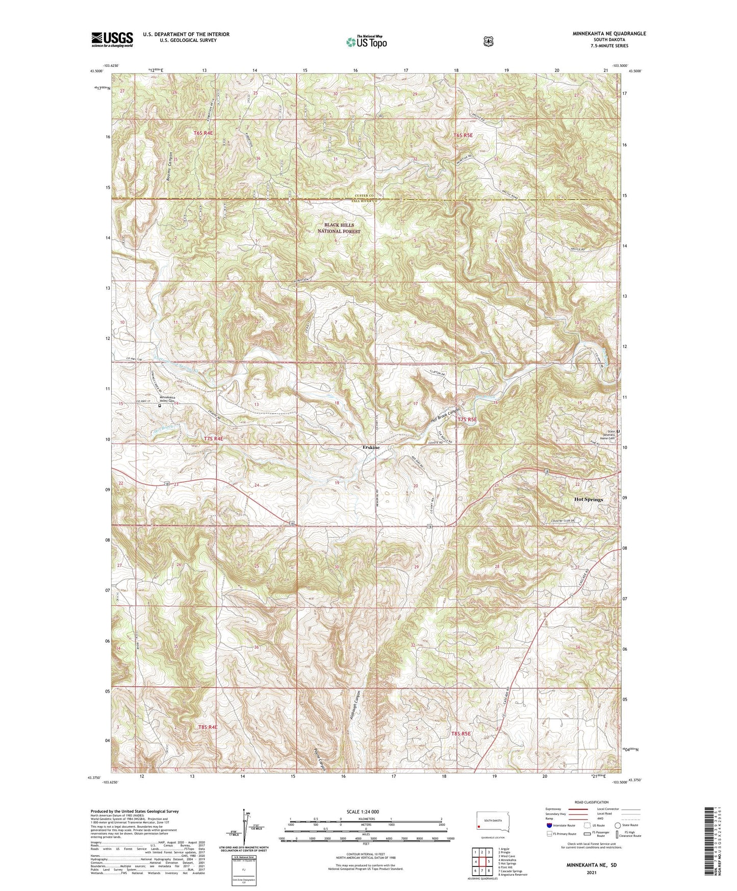Minnekahta NE South Dakota US Topo Map Image