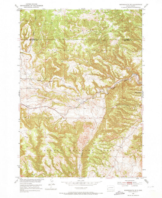 Classic USGS Minnekahta NE South Dakota 7.5'x7.5' Topo Map Image