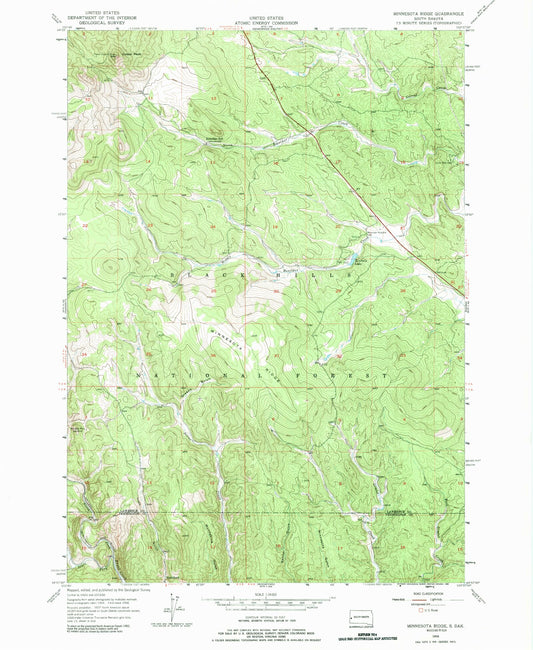 Classic USGS Minnesota Ridge South Dakota 7.5'x7.5' Topo Map Image