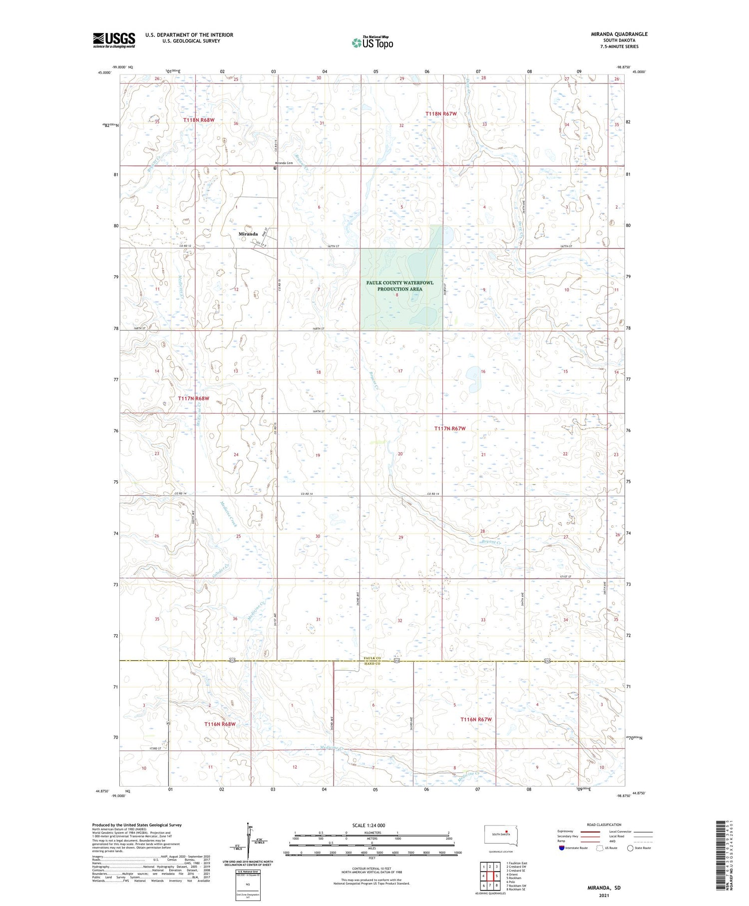 Miranda South Dakota US Topo Map Image