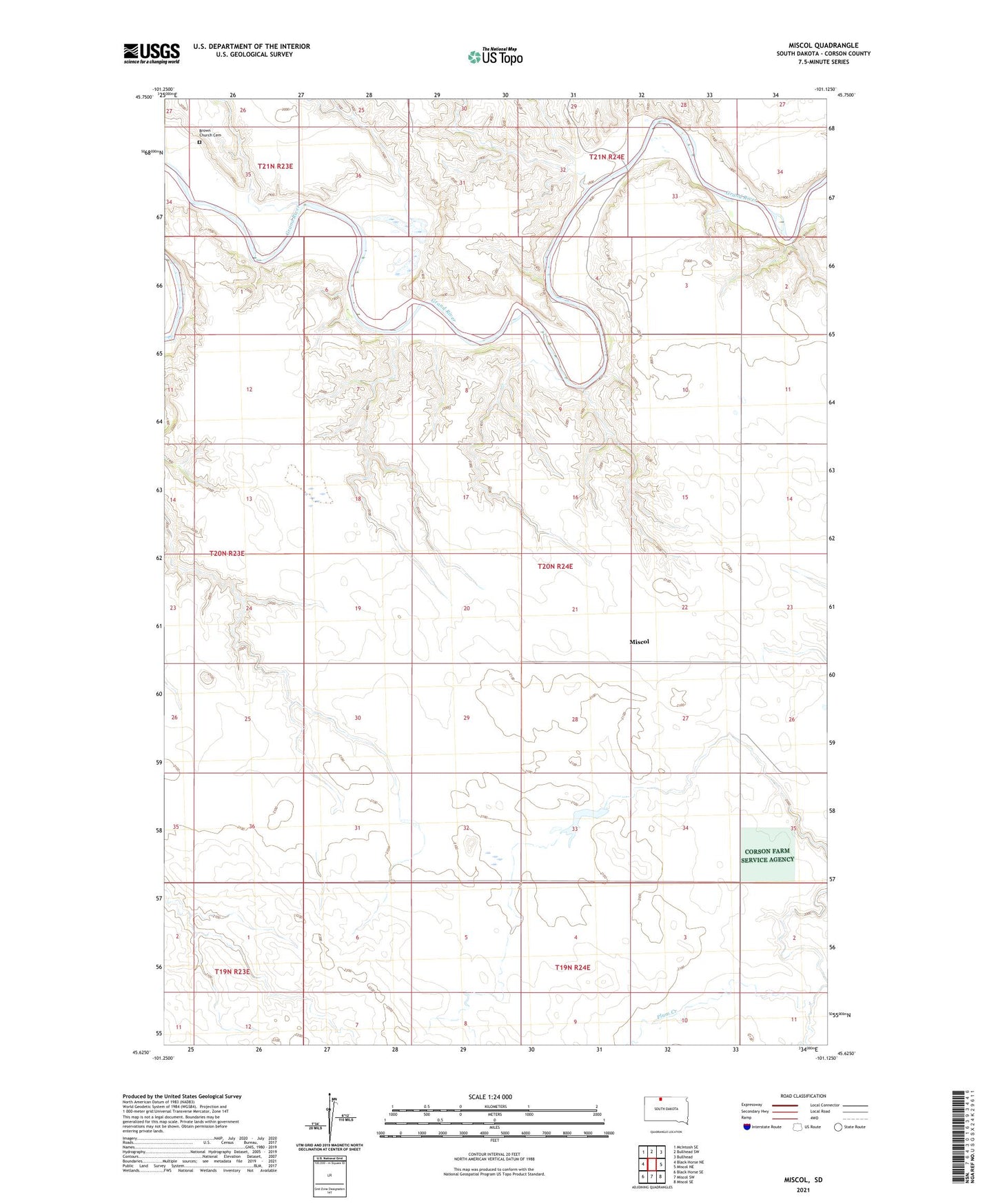 Miscol South Dakota US Topo Map Image