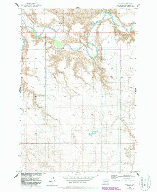 Classic USGS Miscol South Dakota 7.5'x7.5' Topo Map Image