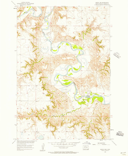 Classic USGS Miscol NE South Dakota 7.5'x7.5' Topo Map Image