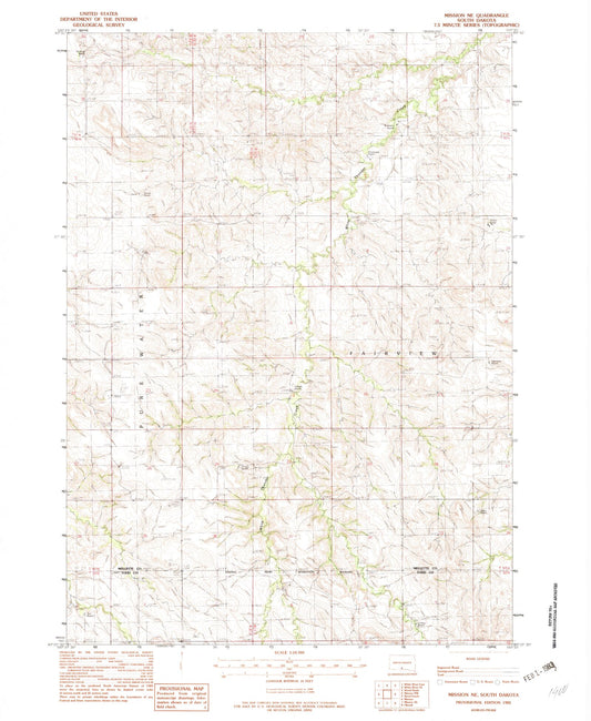 Classic USGS Mission NE South Dakota 7.5'x7.5' Topo Map Image