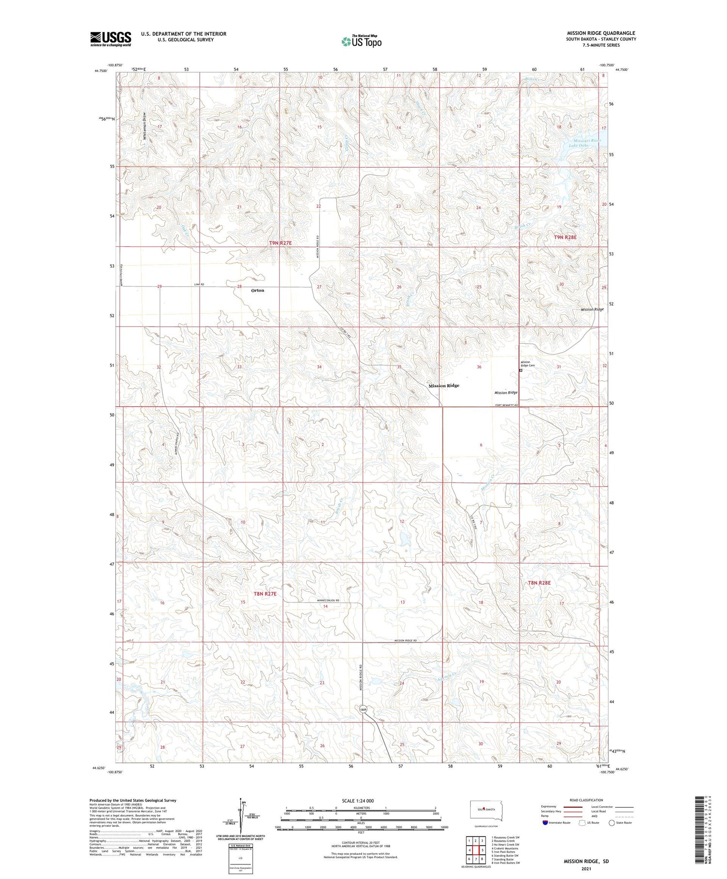 Mission Ridge South Dakota US Topo Map Image
