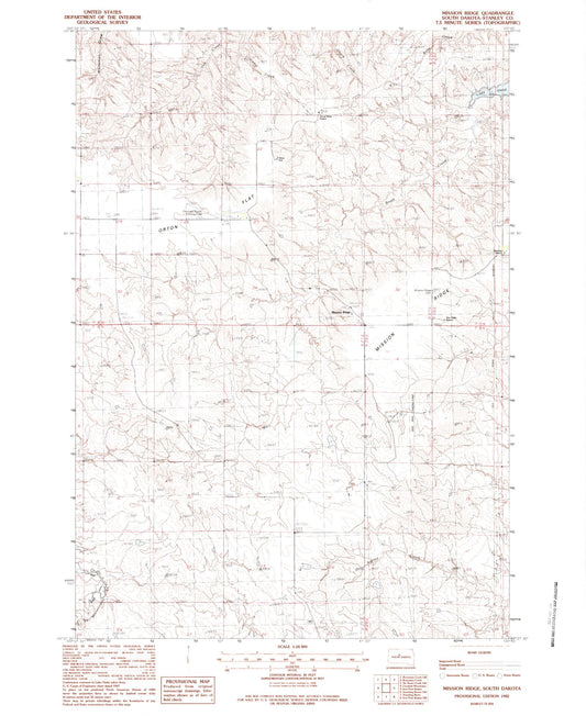 Classic USGS Mission Ridge South Dakota 7.5'x7.5' Topo Map Image