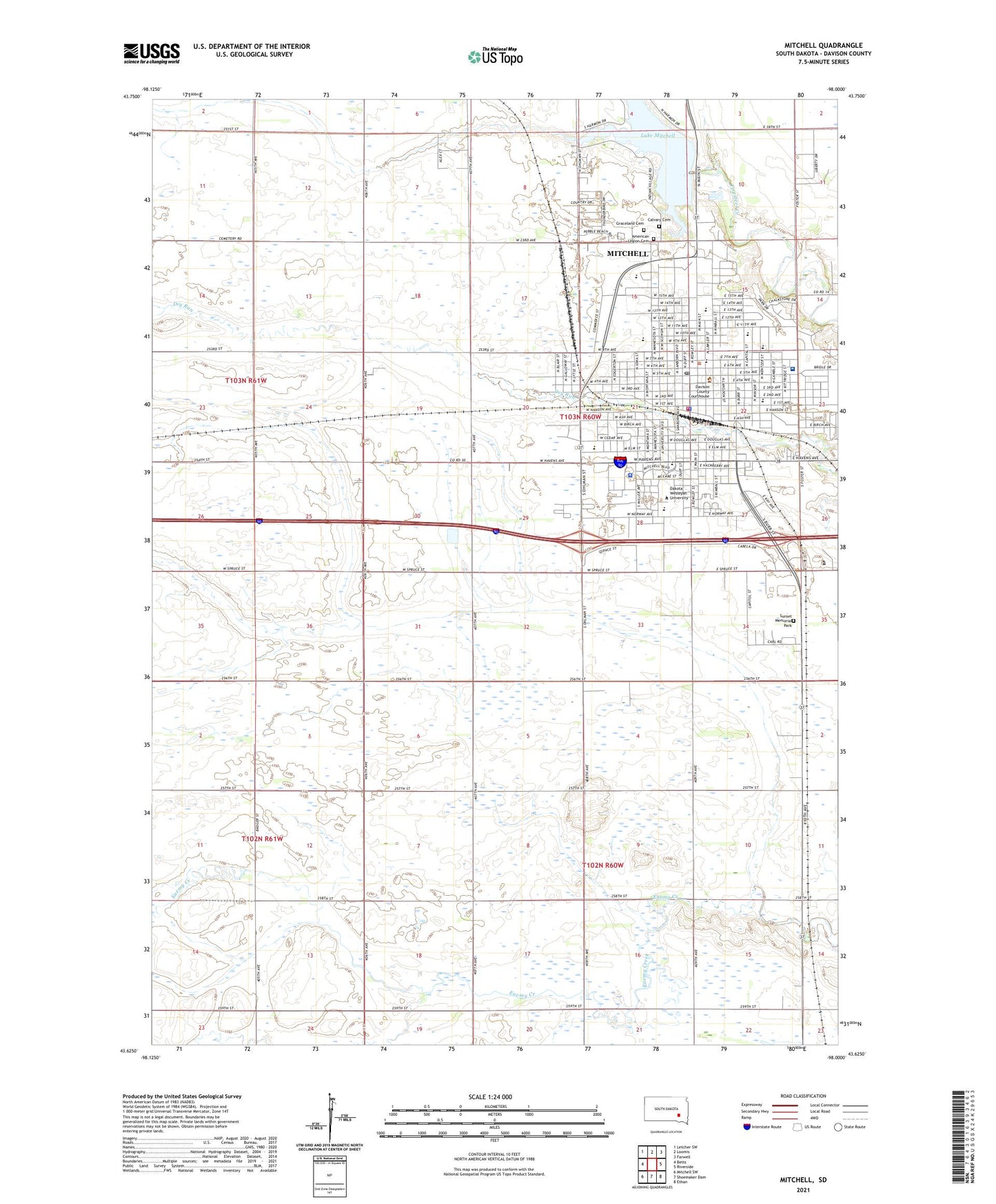 Mitchell South Dakota US Topo Map Image