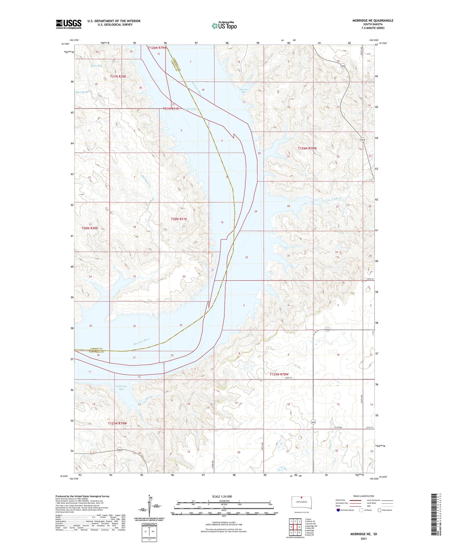 Mobridge NE South Dakota US Topo Map Image