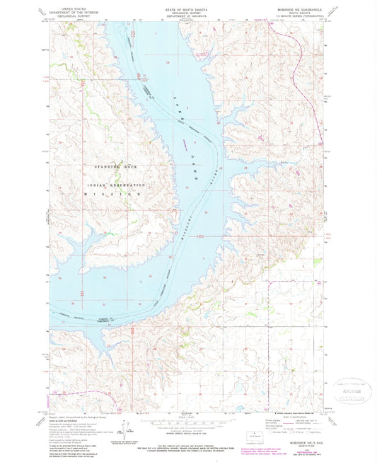 Classic USGS Mobridge NE South Dakota 7.5'x7.5' Topo Map Image