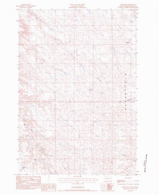 Classic USGS Moenville South Dakota 7.5'x7.5' Topo Map Image