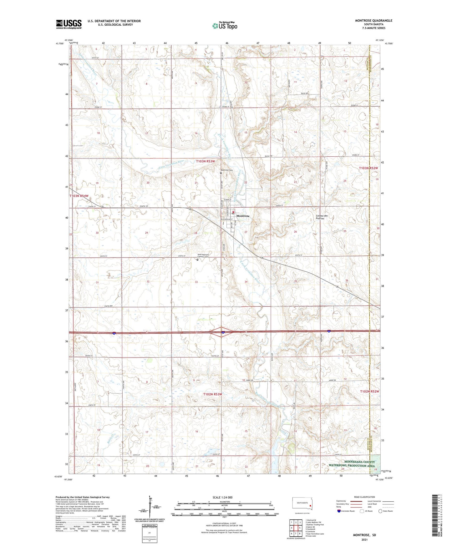Montrose South Dakota US Topo Map Image