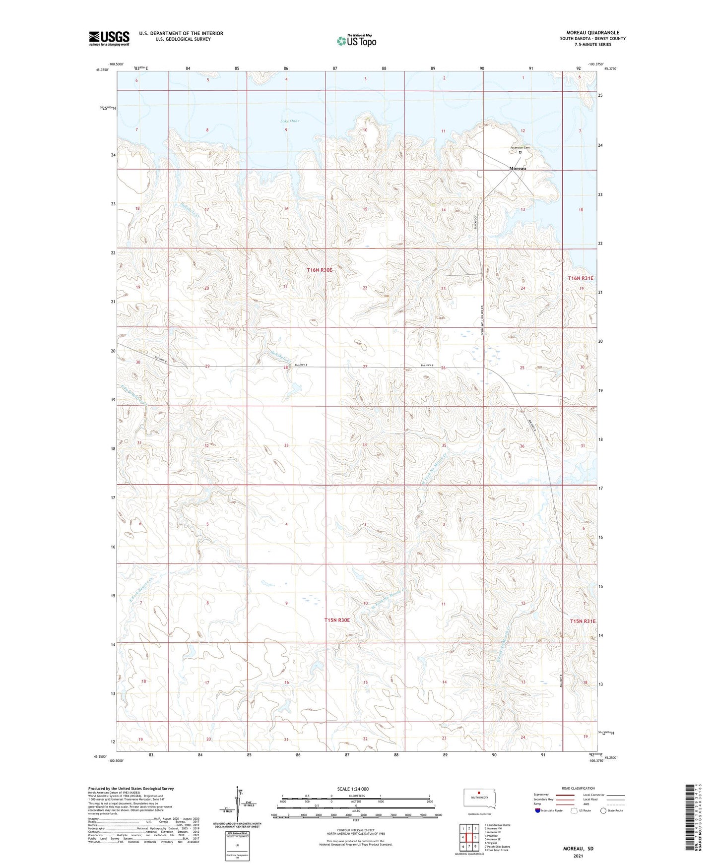 Moreau South Dakota US Topo Map Image
