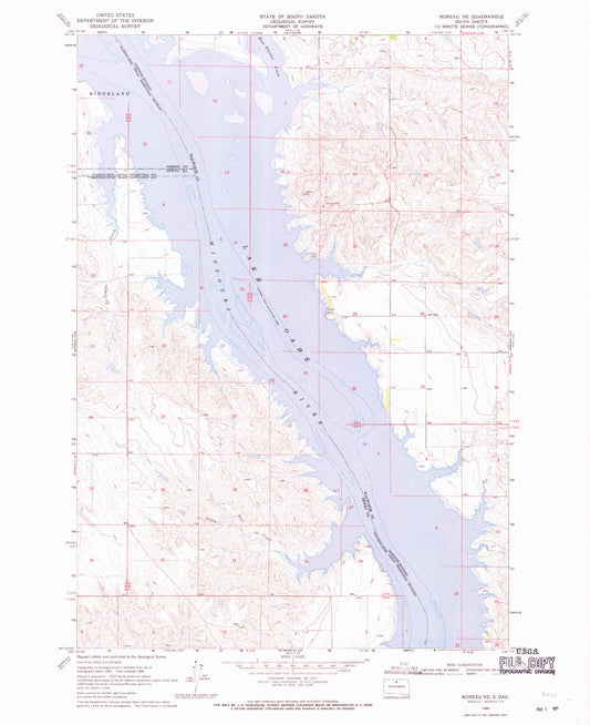 Classic USGS Moreau NE South Dakota 7.5'x7.5' Topo Map Image