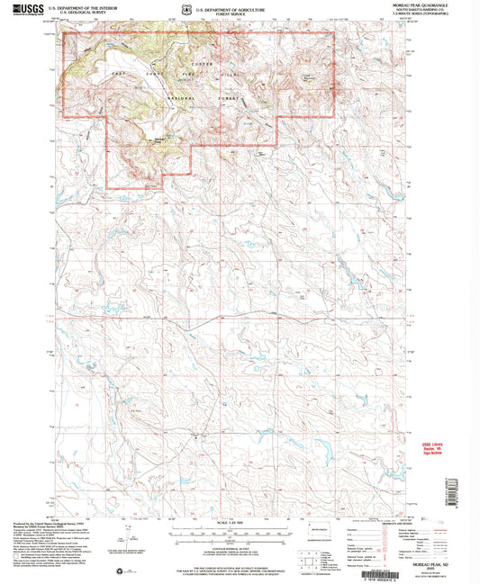 Classic USGS Moreau Peak South Dakota 7.5'x7.5' Topo Map Image