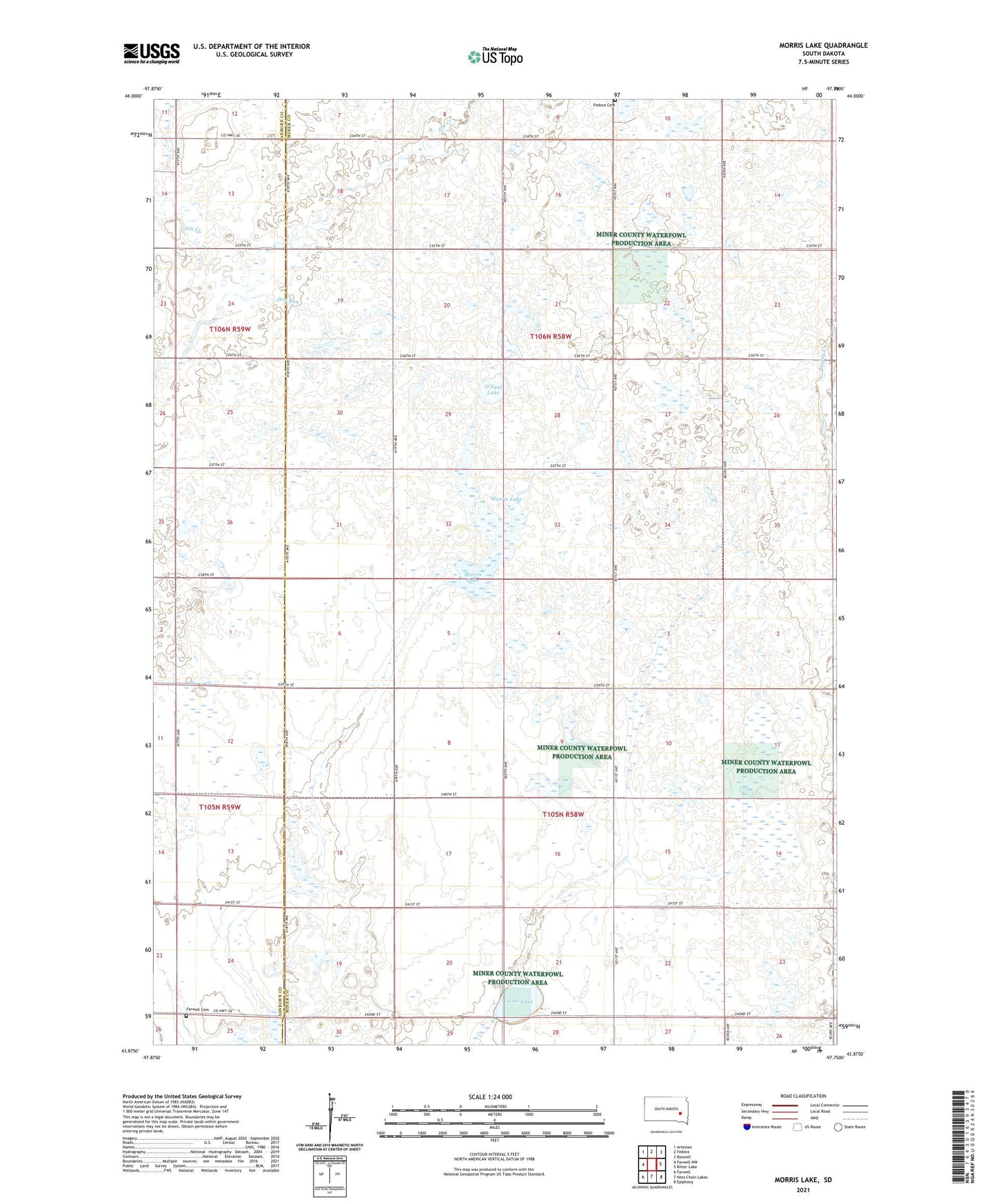 Morris Lake South Dakota US Topo Map Image