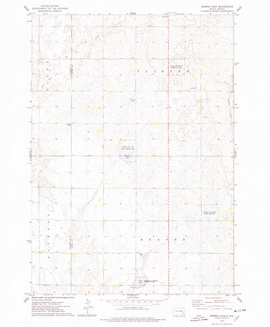 Classic USGS Morris Lake South Dakota 7.5'x7.5' Topo Map Image
