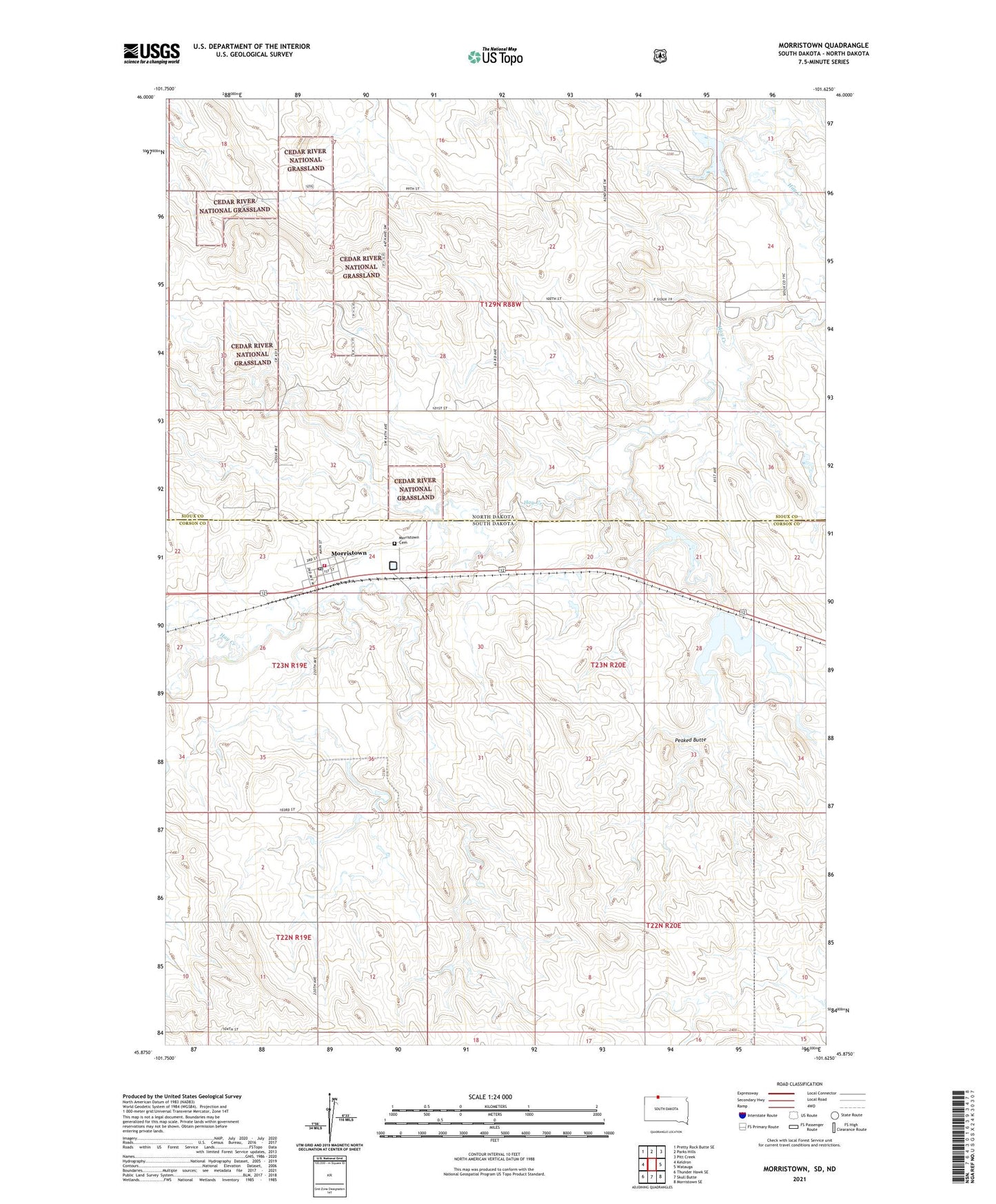 Morristown South Dakota US Topo Map Image