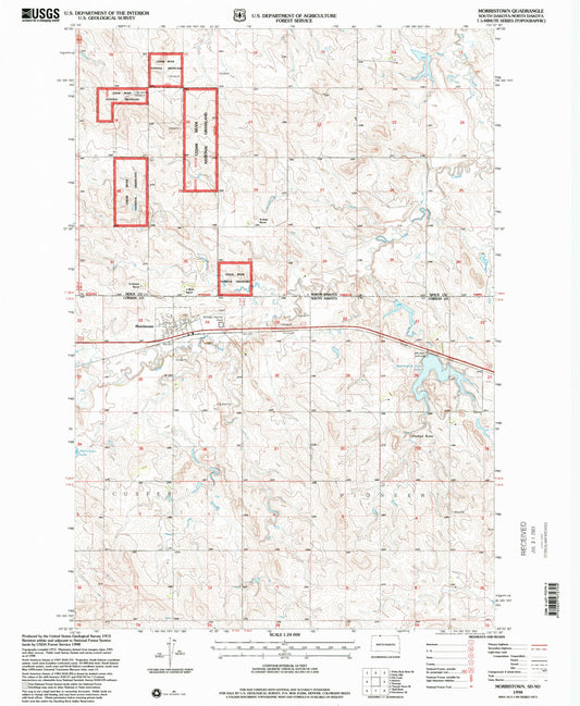 Classic USGS Morristown South Dakota 7.5'x7.5' Topo Map Image