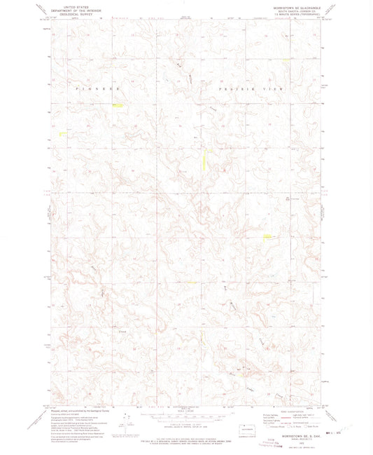 Classic USGS Morristown SE South Dakota 7.5'x7.5' Topo Map Image