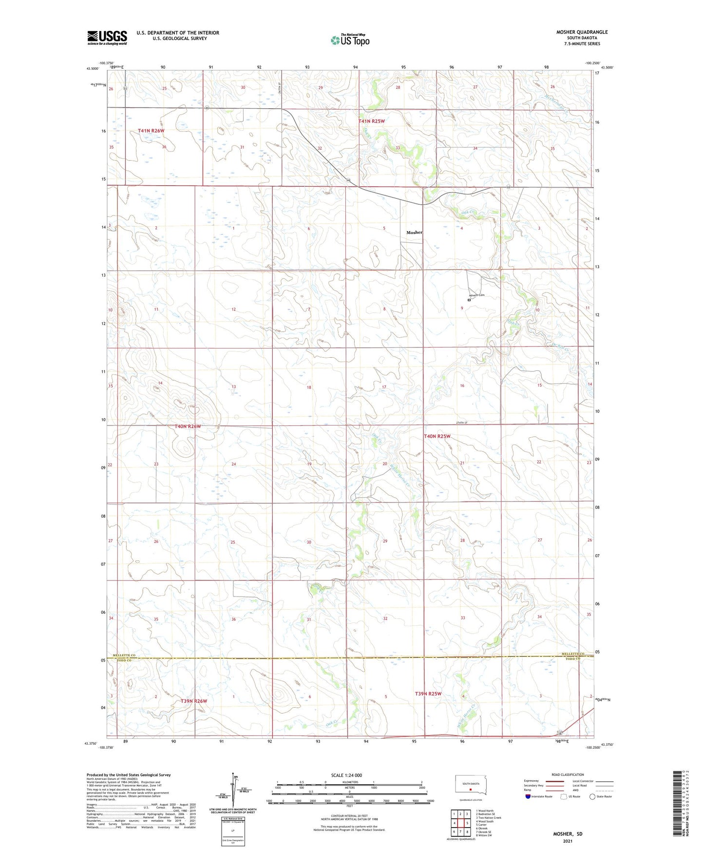Mosher South Dakota US Topo Map Image