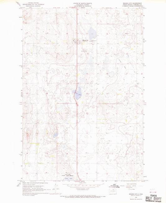 Classic USGS Mound City South Dakota 7.5'x7.5' Topo Map Image