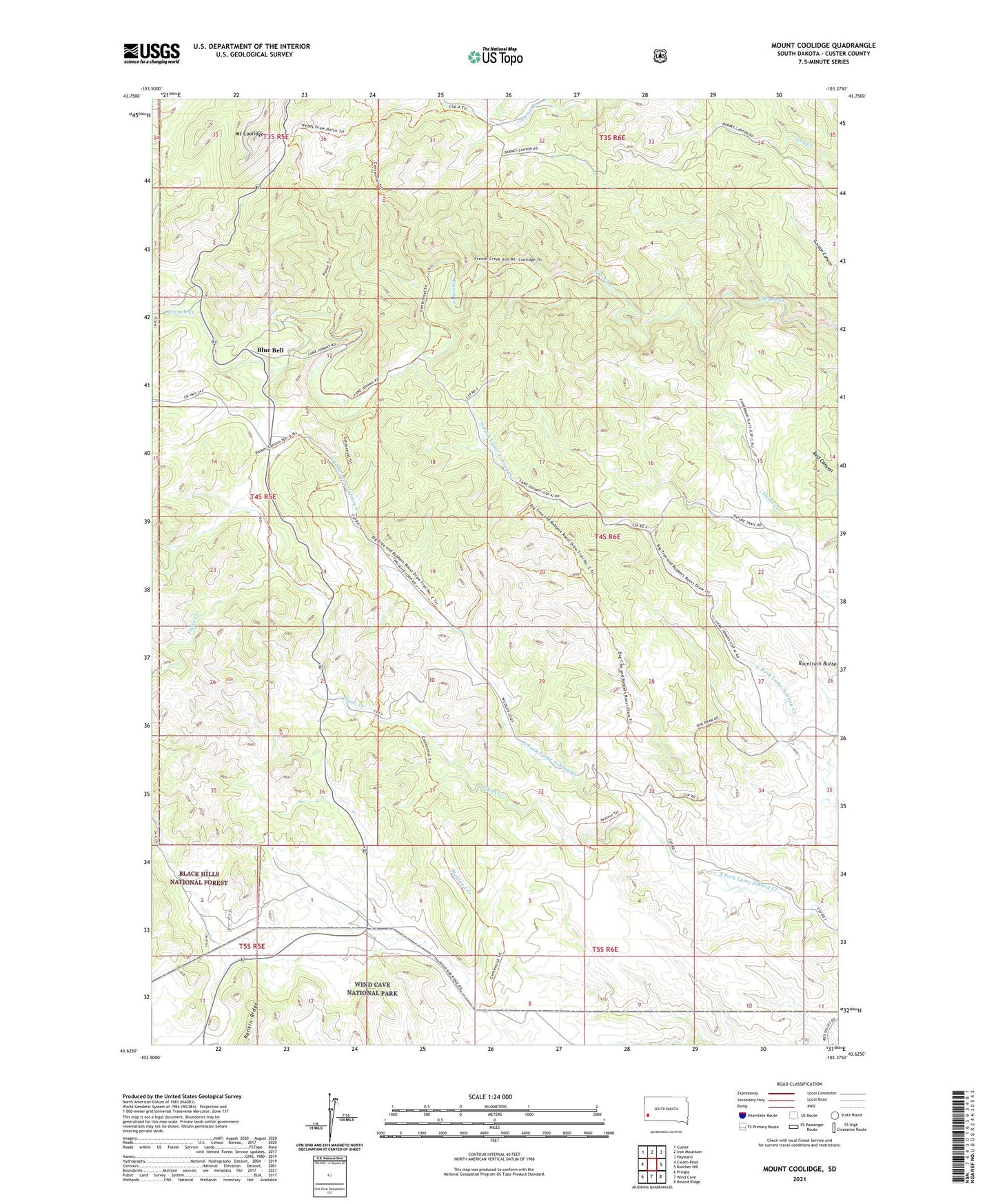 Mount Coolidge South Dakota US Topo Map Image