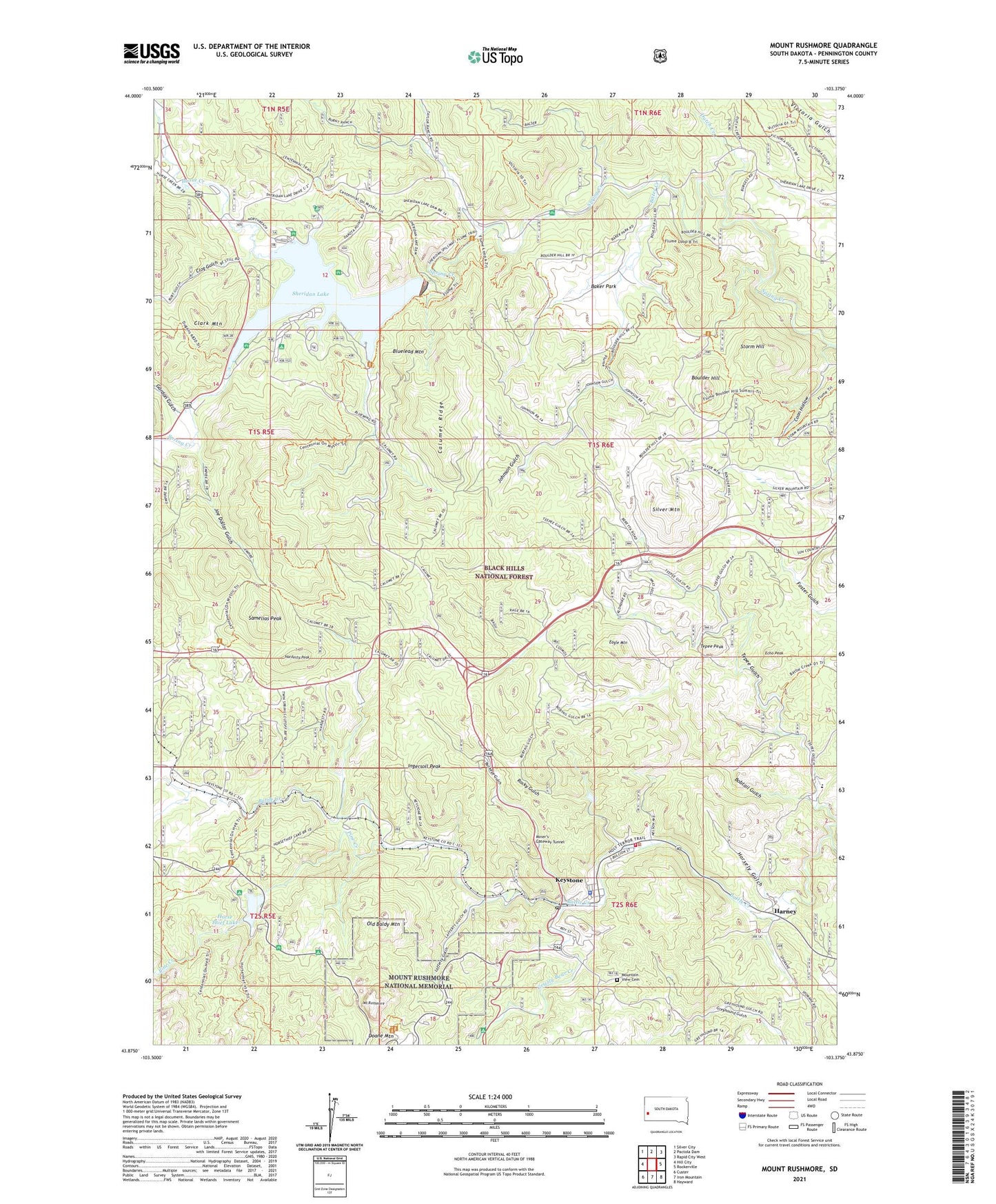 Mount Rushmore South Dakota US Topo Map Image
