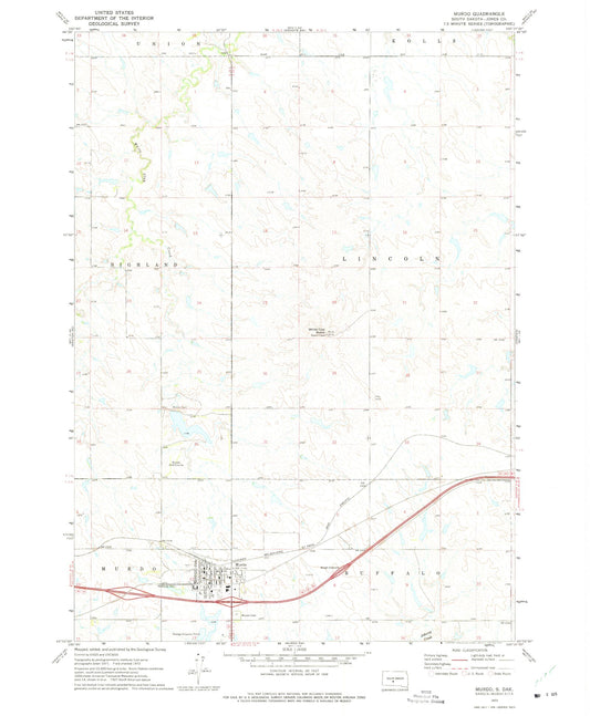 Classic USGS Murdo South Dakota 7.5'x7.5' Topo Map Image