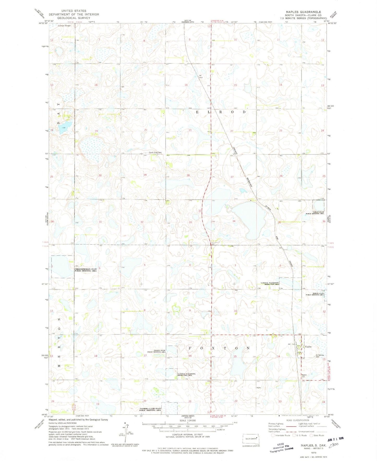 Classic USGS Naples South Dakota 7.5'x7.5' Topo Map Image