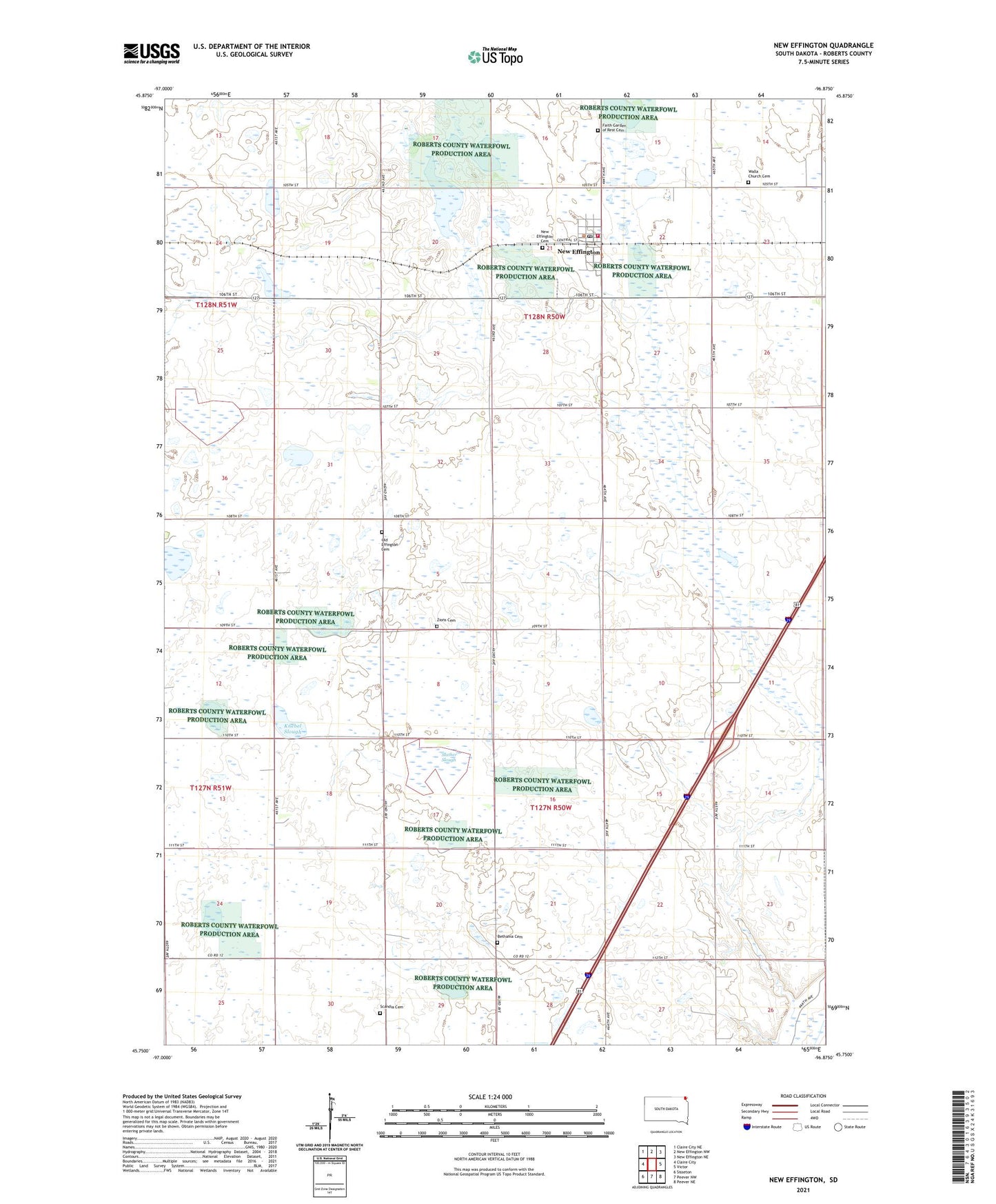 New Effington South Dakota US Topo Map Image