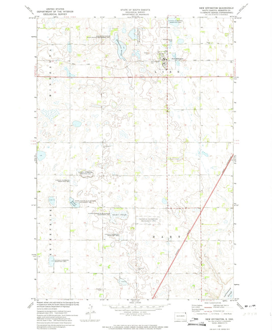 Classic USGS New Effington South Dakota 7.5'x7.5' Topo Map Image