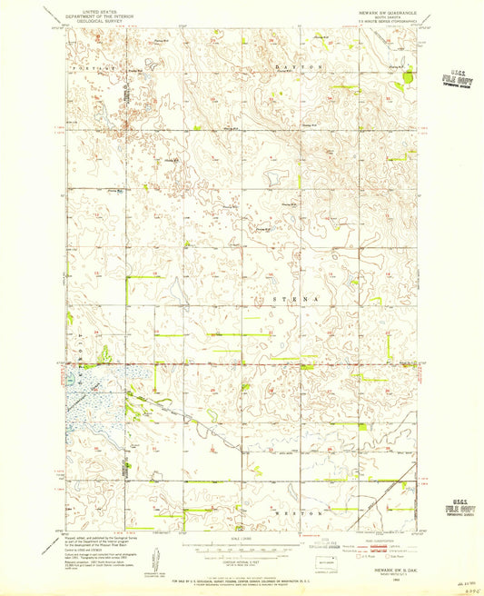 Classic USGS Newark SW South Dakota 7.5'x7.5' Topo Map Image