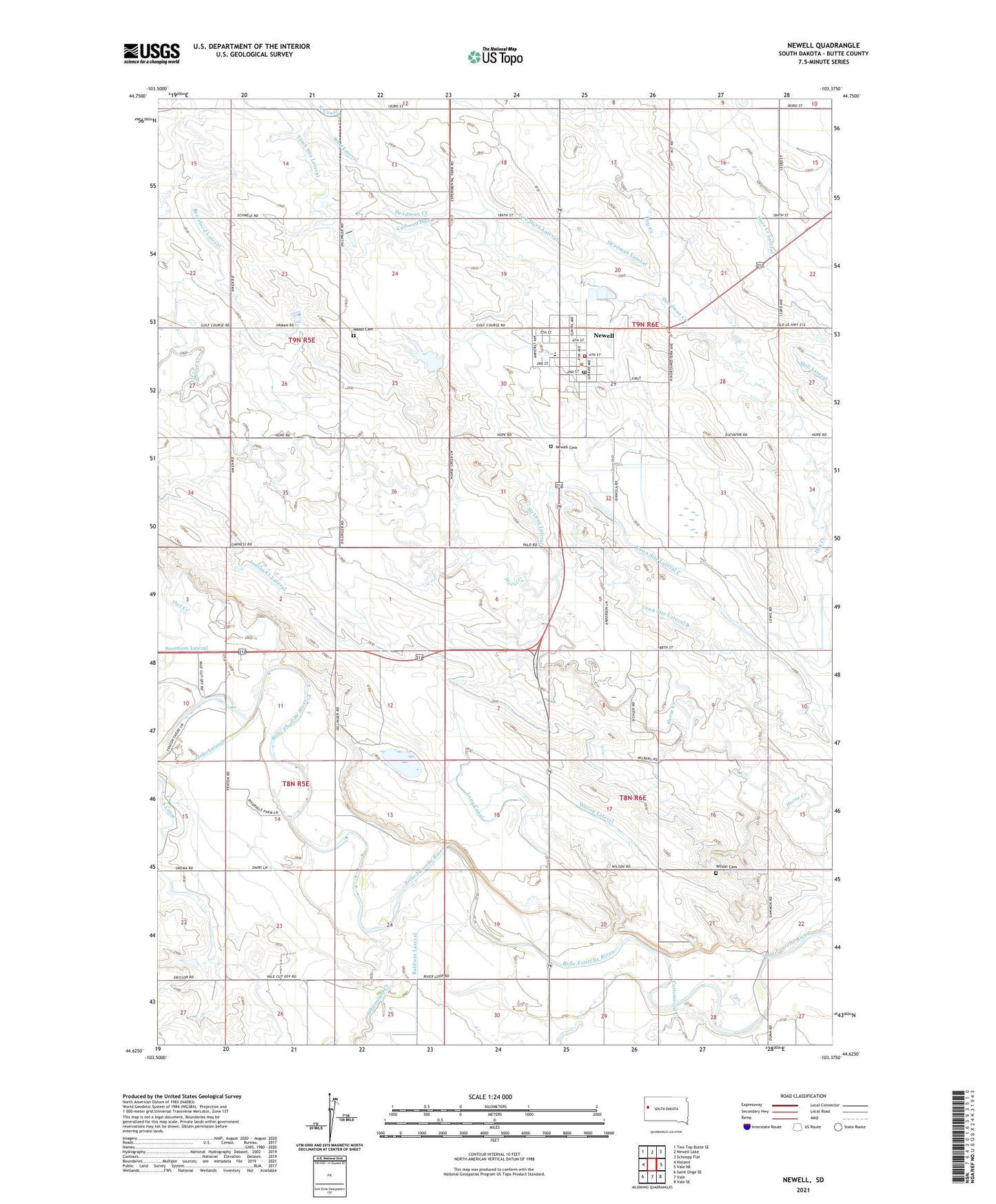 Newell South Dakota US Topo Map Image