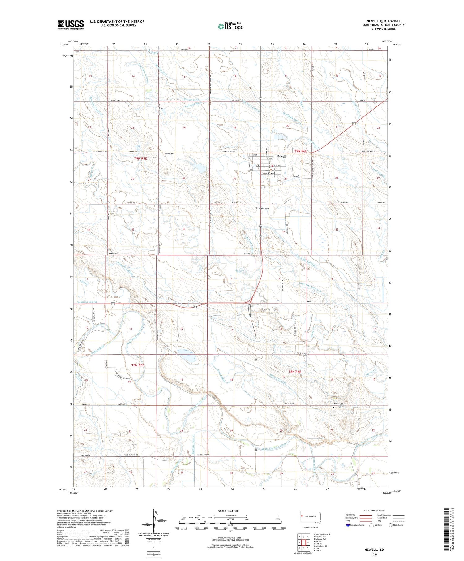 Newell South Dakota US Topo Map Image