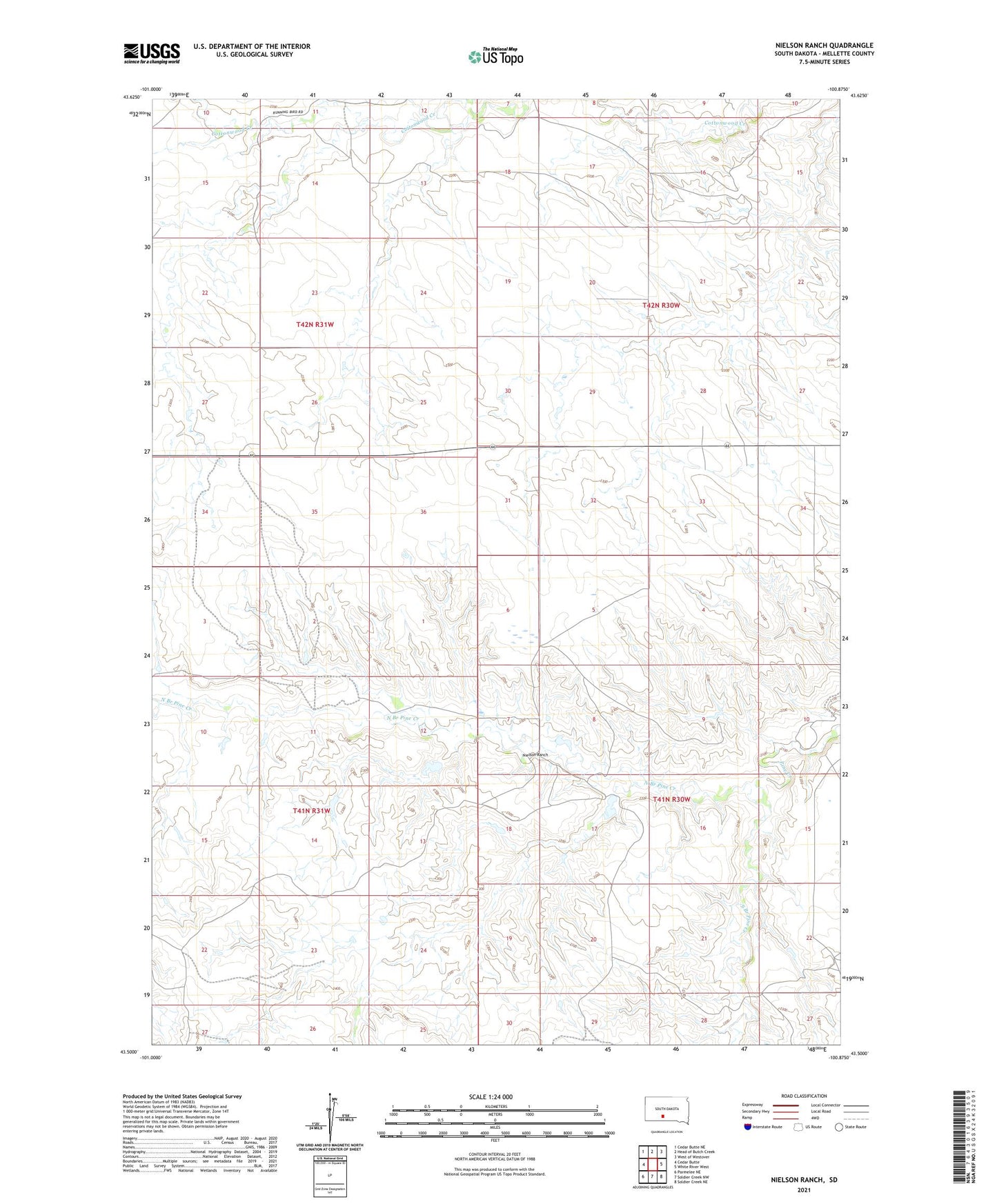 Nielson Ranch South Dakota US Topo Map Image