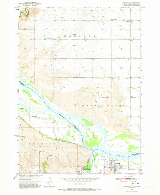 Classic USGS Niobrara Nebraska 7.5'x7.5' Topo Map Image