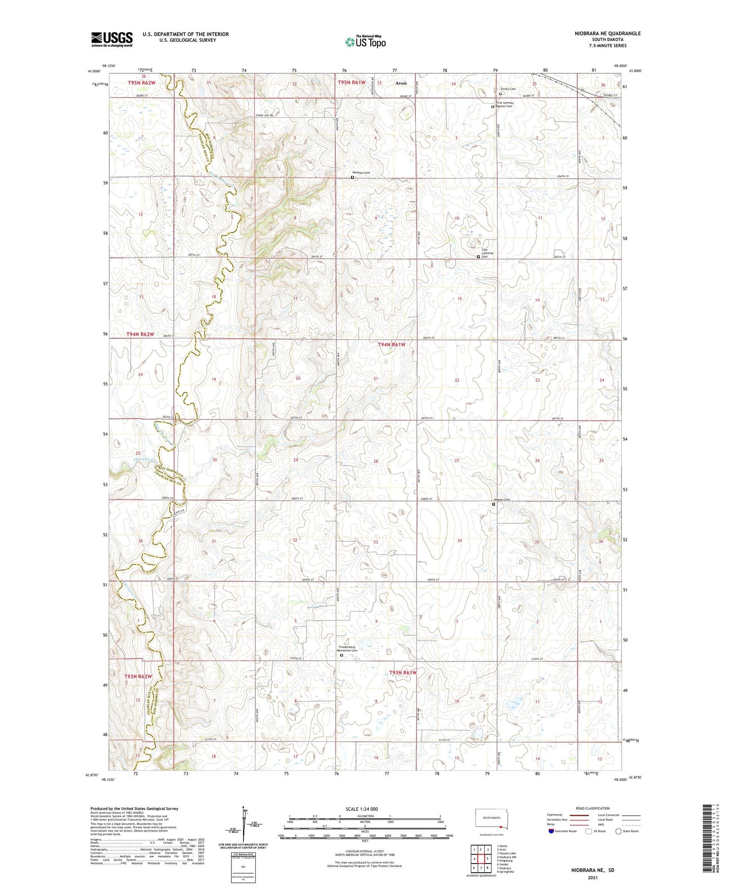 Niobrara NE South Dakota US Topo Map Image