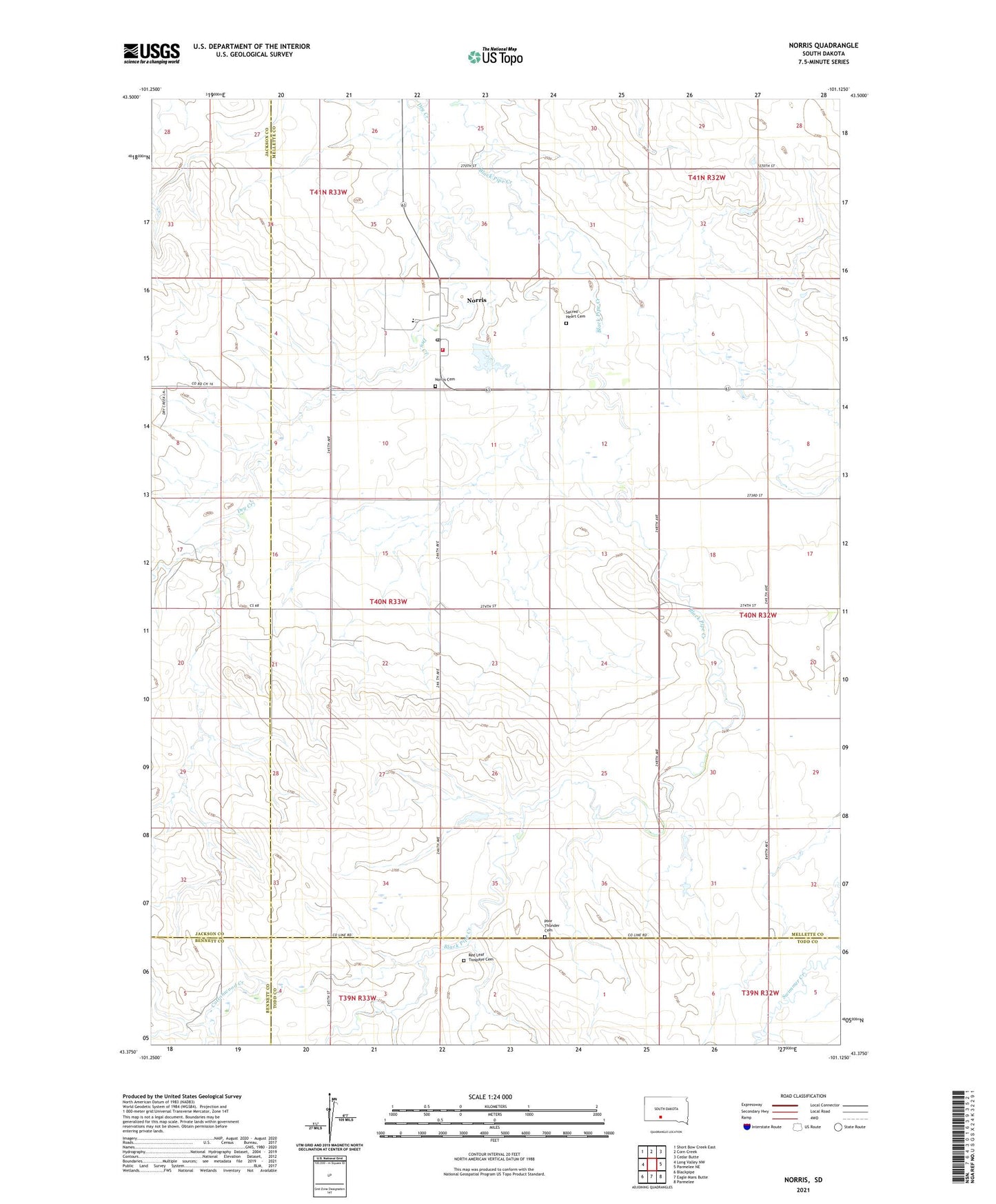 Norris South Dakota US Topo Map Image