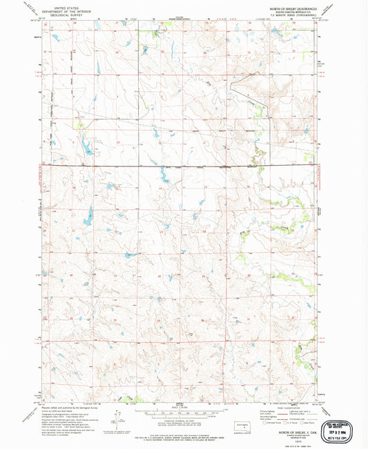 Classic USGS North of Shelby South Dakota 7.5'x7.5' Topo Map Image