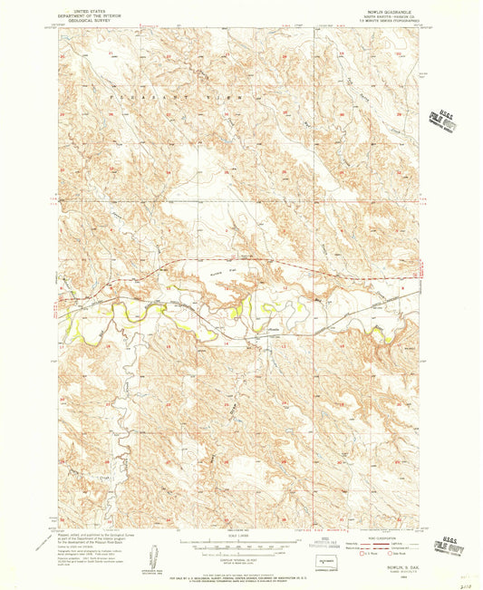 Classic USGS Nowlin South Dakota 7.5'x7.5' Topo Map Image