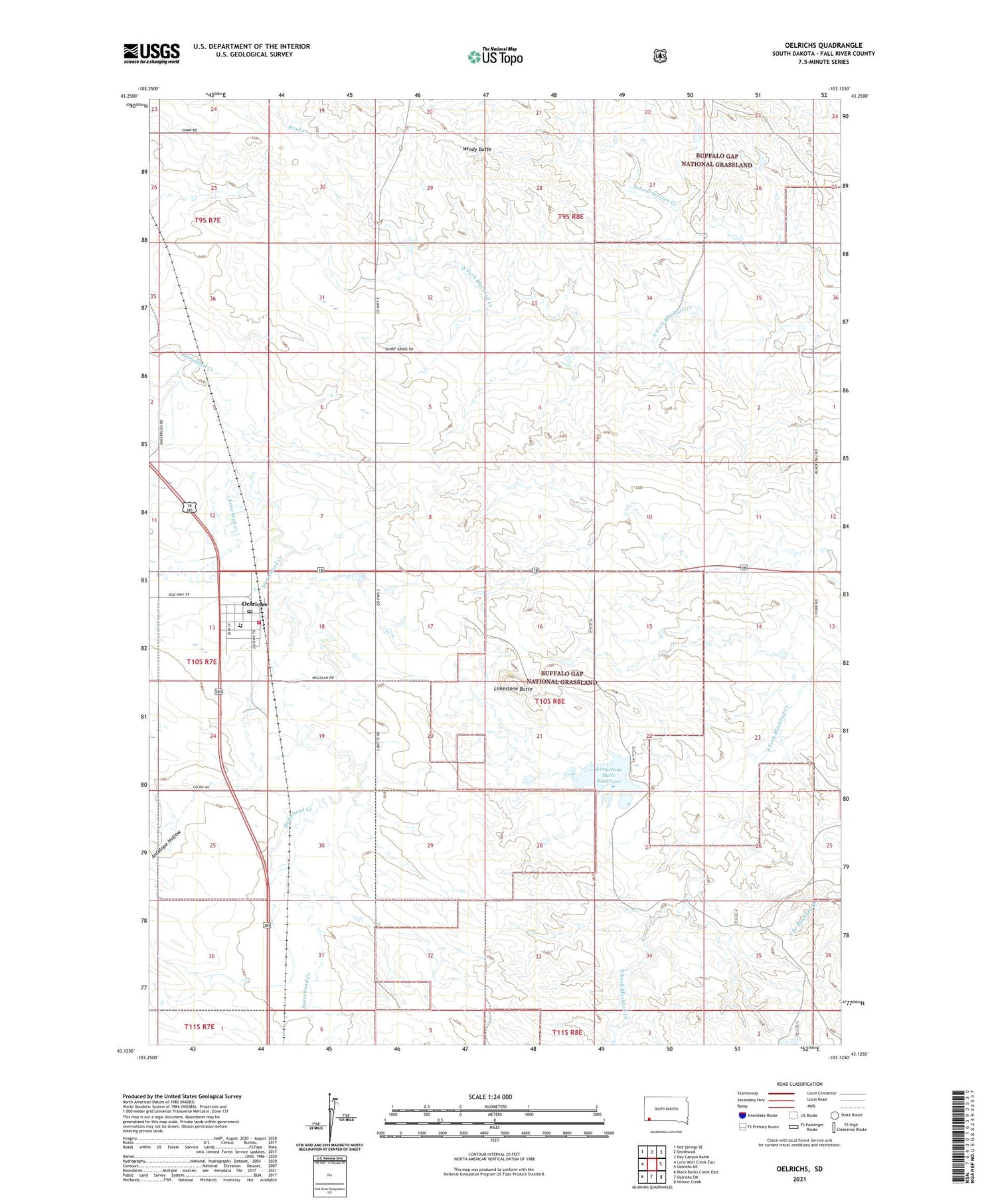 Oelrichs South Dakota US Topo Map Image