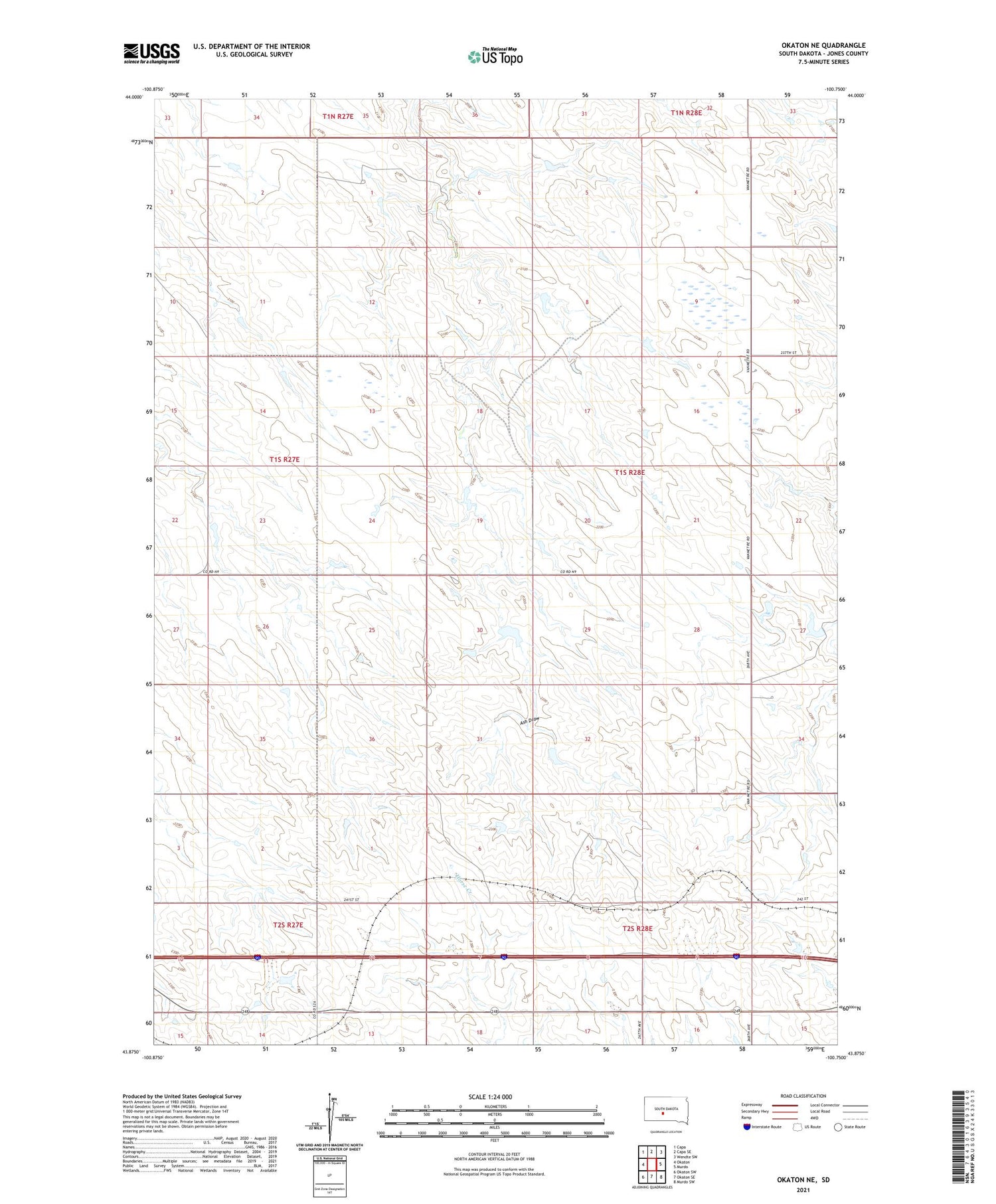 Okaton NE South Dakota US Topo Map Image
