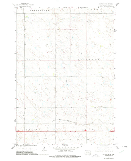 Classic USGS Okaton NE South Dakota 7.5'x7.5' Topo Map Image