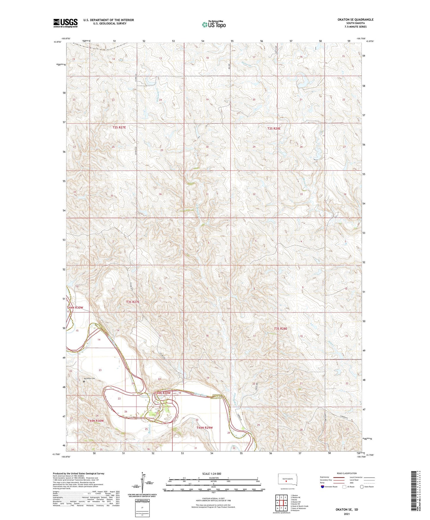 Okaton SE South Dakota US Topo Map Image