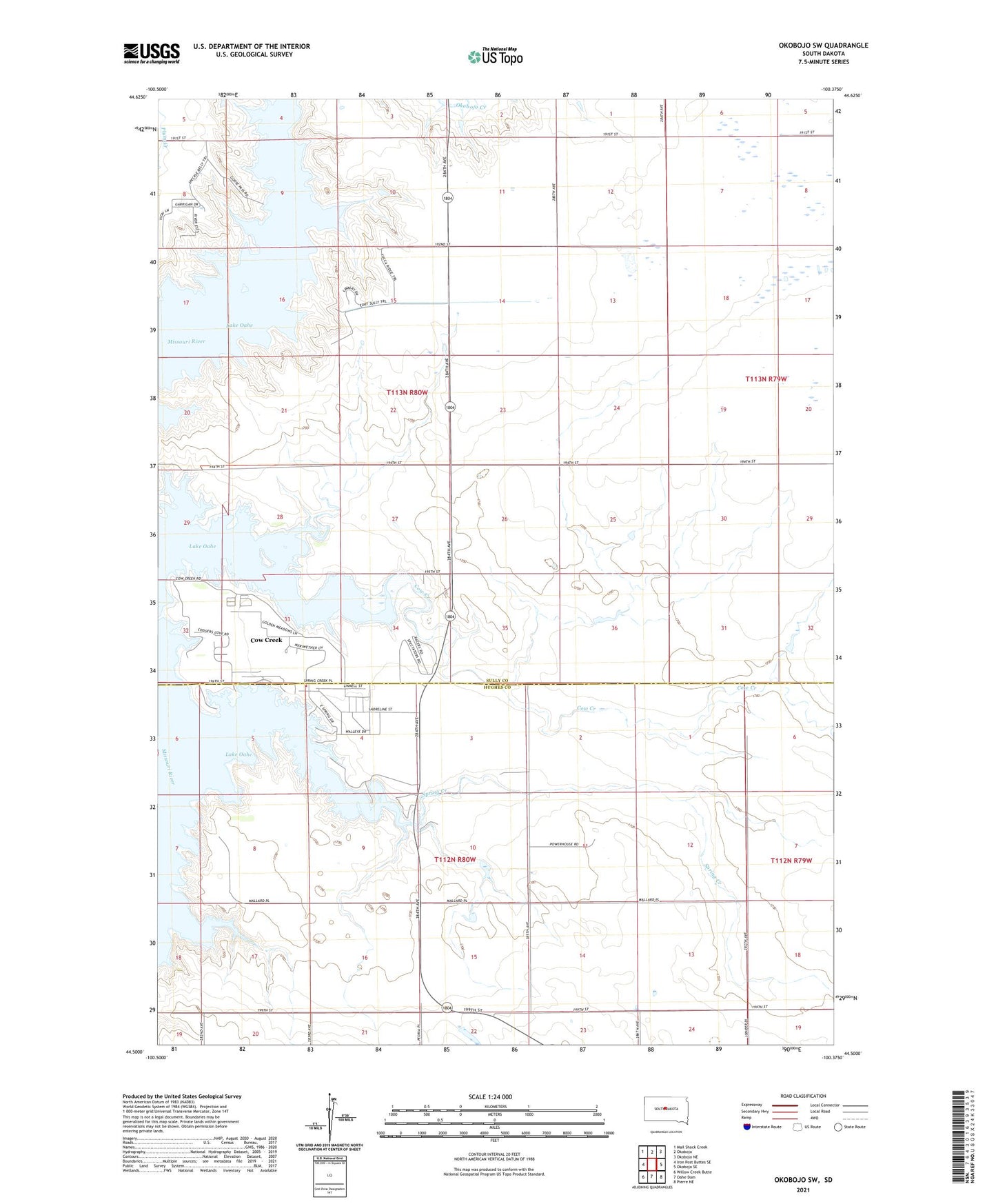 Okobojo SW South Dakota US Topo Map Image