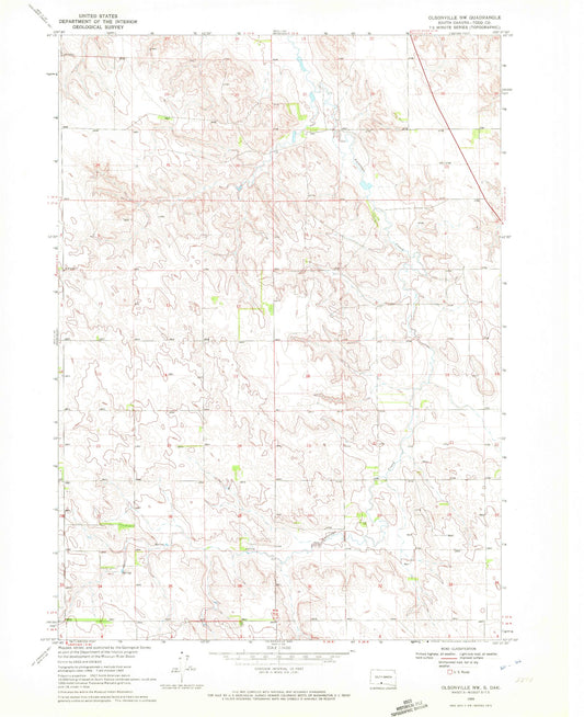 Classic USGS Olsonville NW South Dakota 7.5'x7.5' Topo Map Image
