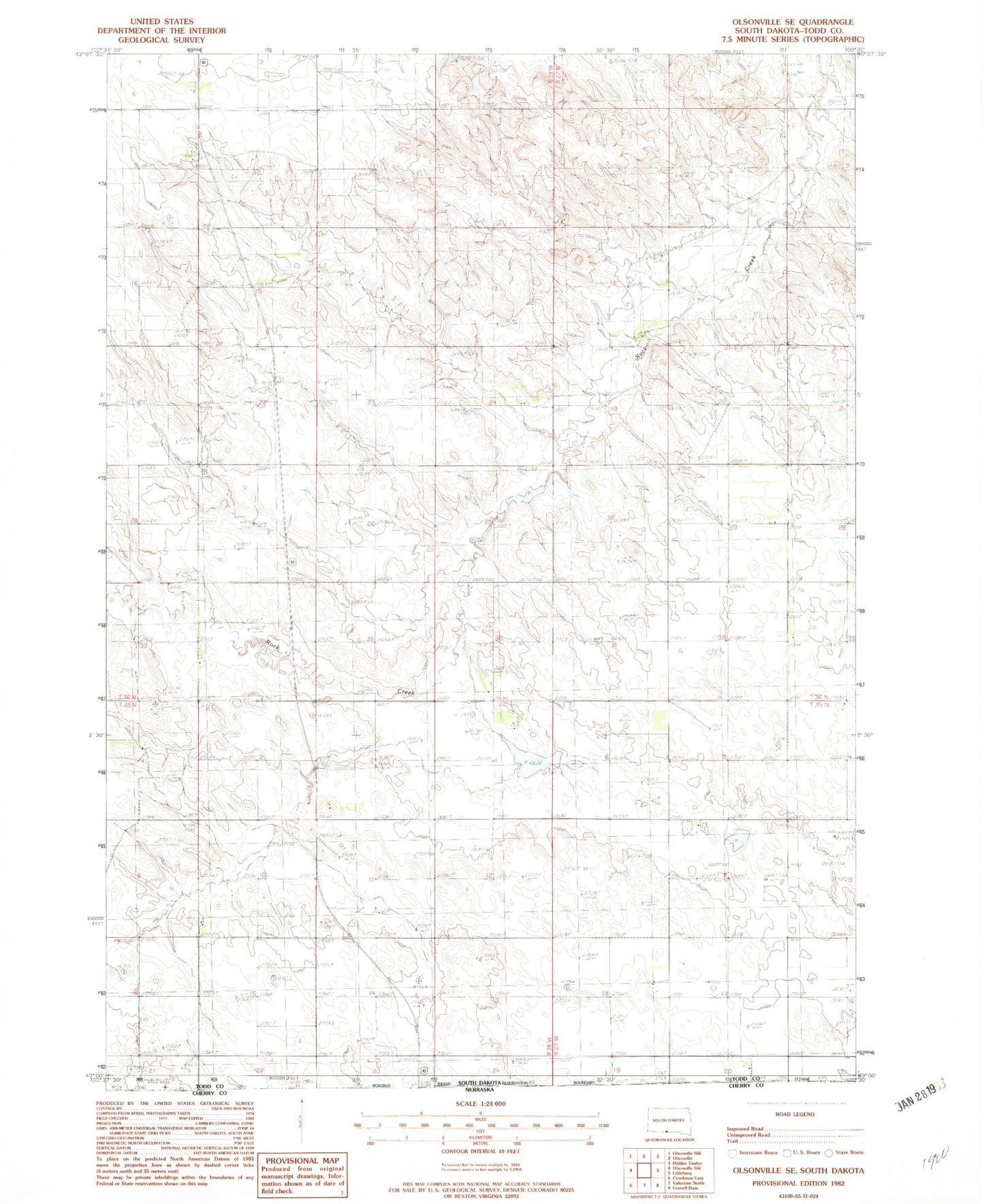 Classic USGS Olsonville SE South Dakota 7.5'x7.5' Topo Map Image