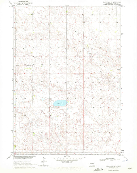 Classic USGS Olsonville SW South Dakota 7.5'x7.5' Topo Map Image